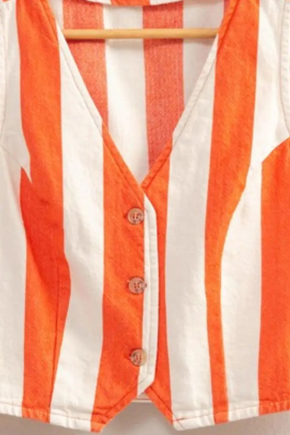 HYFVE Woven Striped V-Neck Button Down Vest - Love Salve